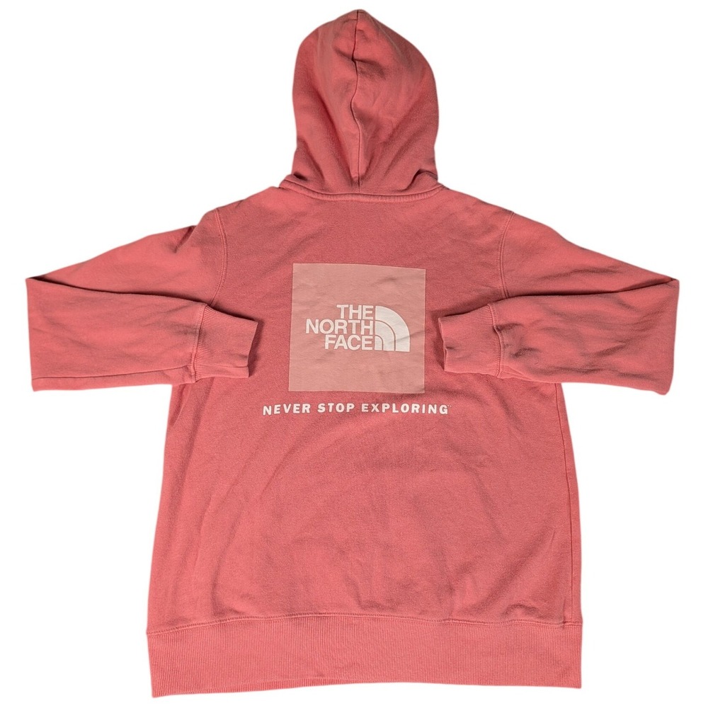 The North Face Womens Pink Box Logo Pullover Hoodie Never Stop Exploring S